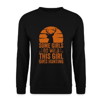 Deer Hunting Huntress Saying Hunting - Unisex Sweatshirt - black - Front - Alina (178cm) & Michal (187cm)