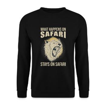 Was auf Safari passiert bleibt auf Safari Afrika - Unisex Pullover - Schwarz - Vorne - Alina (178cm) & Michal (187cm)