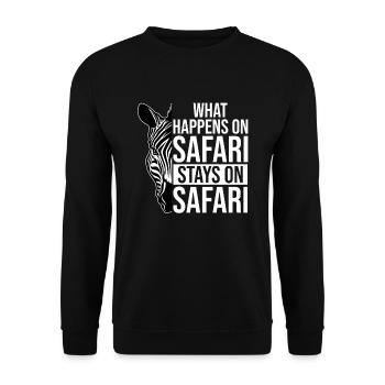 Was auf Safari passiert bleibt auf Safari Afrika - Unisex Pullover - Schwarz - Vorne - Alina (178cm) & Michal (187cm)