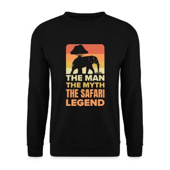 African Safari Mann Mythos Safari-Legende - Unisex Pullover - Schwarz - Vorne - Alina (178cm) & Michal (187cm)