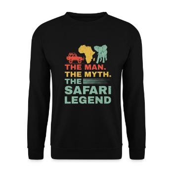 African Safari Mann Mythos Safari-Legende - Unisex Pullover - Schwarz - Vorne - Alina (178cm) & Michal (187cm)