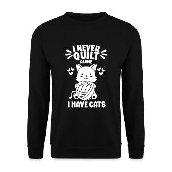 Quilter nud Näherinnen Spruch Katze Liebe Haustier - Unisex Pullover - Schwarz - Vorne - Alina (178cm) & Michal (187cm)