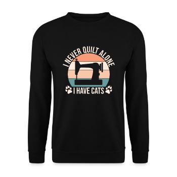 Quilter Näherinnen Spruch Katze Liebe Haustier - Unisex Pullover - Schwarz - Vorne - Alina (178cm) & Michal (187cm)