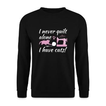 Couturières Quilter disant que le chat aime l’animal de compagnie - Sweat-shirt Unisexe - noir - Devant - Alina (178cm) & Michal (187cm)