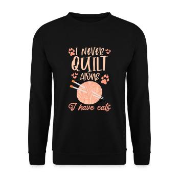 Quilter Näherinnen Spruch Katze Liebe Haustier - Unisex Pullover - Schwarz - Vorne - Alina (178cm) & Michal (187cm)