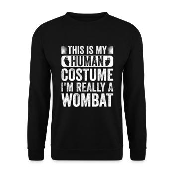 Lustiges Australischer Wombat Spruch - Unisex Pullover - Schwarz - Vorne - Alina (178cm) & Michal (187cm)