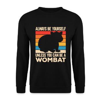 Lustiges Australischer Wombat Spruch - Unisex Pullover - Schwarz - Vorne - Alina (178cm) & Michal (187cm)