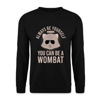 Lustiges Australischer Wombat Spruch - Unisex Pullover - Schwarz - Vorne - Alina (178cm) & Michal (187cm)