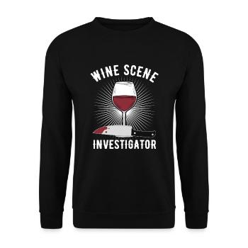 Wine Scene Investigator True Crime Weintrinker - Unisex Pullover - Schwarz - Vorne - Alina (178cm) & Michal (187cm)