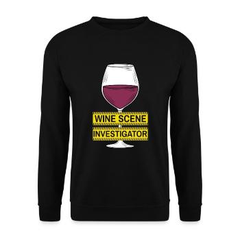 Wine Scene Investigator True Crime Weintrinker - Unisex Pullover - Schwarz - Vorne - Alina (178cm) & Michal (187cm)