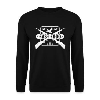 Waterfowl Duck Hunting Hunter Fast Food - Unisex Sweatshirt - black - Front - Alina (178cm) & Michal (187cm)