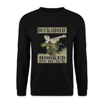 Duckaholic duck hunting - Unisex Sweatshirt - black - Front - Alina (178cm) & Michal (187cm)