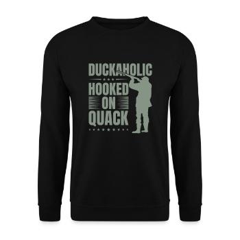 Duckaholic duck hunting - Unisex Sweatshirt - black - Front - Alina (178cm) & Michal (187cm)