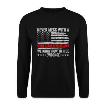 Forensic Technician Crime Scene Investigator Forensic Sentence - Unisex Sweatshirt - black - Front - Alina (178cm) & Michal (187cm)