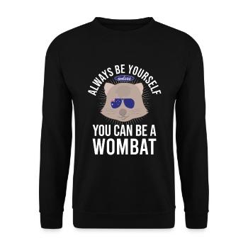 Lustiges Australischer Wombat Spruch - Unisex Pullover - Schwarz - Vorne - Alina (178cm) & Michal (187cm)
