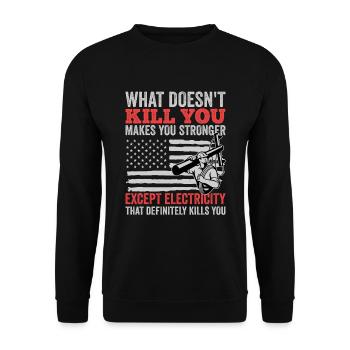 High Voltage Electrician Power Grid - Unisex Sweatshirt - black - Front - Alina (178cm) & Michal (187cm)