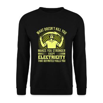 High Voltage Electrician Power Grid - Unisex Sweatshirt - black - Front - Alina (178cm) & Michal (187cm)