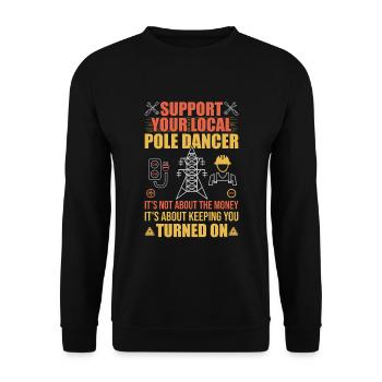 High Voltage Electrician Power Grid - Unisex Sweatshirt - black - Front - Alina (178cm) & Michal (187cm)