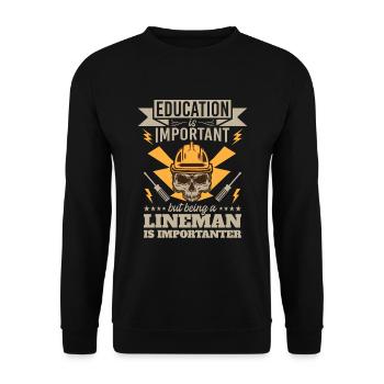 Funny High Voltage Electrician Saying Electrics - Unisex Sweatshirt - black - Front - Alina (178cm) & Michal (187cm)