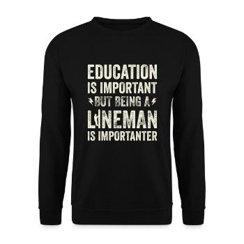 Funny High Voltage Electrician Saying Electrics - Unisex Sweatshirt - black - Front - Alina (178cm) & Michal (187cm)
