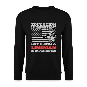 Funny High Voltage Electrician Saying Electrics - Unisex Sweatshirt - black - Front - Alina (178cm) & Michal (187cm)