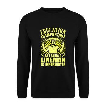 Funny High Voltage Electrician Saying Electrics - Unisex Sweatshirt - black - Front - Alina (178cm) & Michal (187cm)