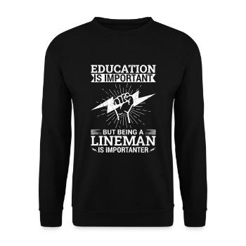 Funny High Voltage Electrician Saying Electrics - Unisex Sweatshirt - black - Front - Alina (178cm) & Michal (187cm)
