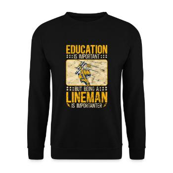 Funny High Voltage Electrician Saying Electrics - Unisex Sweatshirt - black - Front - Alina (178cm) & Michal (187cm)