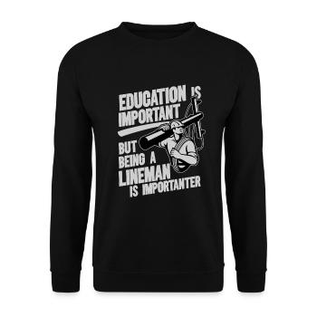Funny High Voltage Electrician Saying Electrics - Unisex Sweatshirt - black - Front - Alina (178cm) & Michal (187cm)