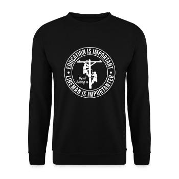 Funny High Voltage Electrician Saying Electrics - Unisex Sweatshirt - black - Front - Alina (178cm) & Michal (187cm)