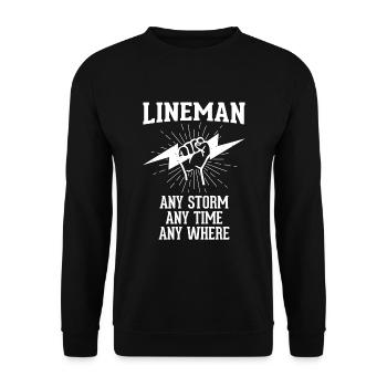Funny High Voltage Electrician Saying Electrics - Unisex Sweatshirt - black - Front - Alina (178cm) & Michal (187cm)