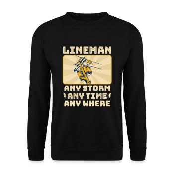 Funny High Voltage Electrician Saying Electrics - Unisex Sweatshirt - black - Front - Alina (178cm) & Michal (187cm)