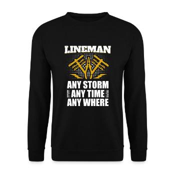 Funny High Voltage Electrician Saying Electrics - Unisex Sweatshirt - black - Front - Alina (178cm) & Michal (187cm)
