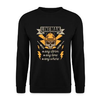 Funny High Voltage Electrician Saying Electrics - Unisex Sweatshirt - black - Front - Alina (178cm) & Michal (187cm)