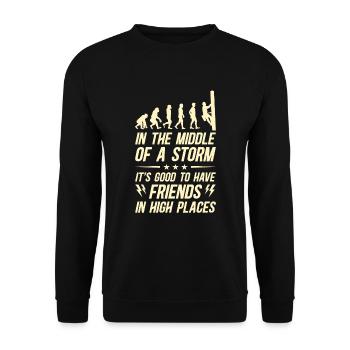 Power Lineman Power Line Electrician - Unisex Sweatshirt - black - Front - Alina (178cm) & Michal (187cm)