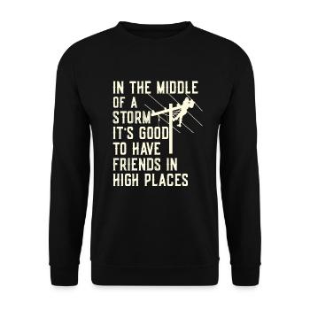 Power Lineman Power Line Electrician - Unisex Sweatshirt - black - Front - Alina (178cm) & Michal (187cm)