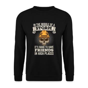 Power Lineman Power Line Electrician - Unisex Sweatshirt - black - Front - Alina (178cm) & Michal (187cm)