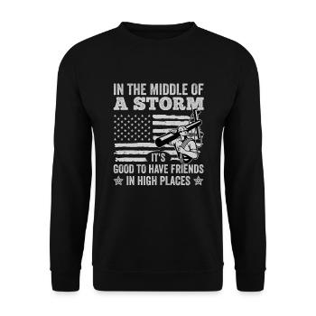 Power Lineman Power Line Electrician - Unisex Sweatshirt - black - Front - Alina (178cm) & Michal (187cm)