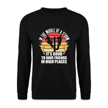 Power Lineman Power Line Electrician - Unisex Sweatshirt - black - Front - Alina (178cm) & Michal (187cm)