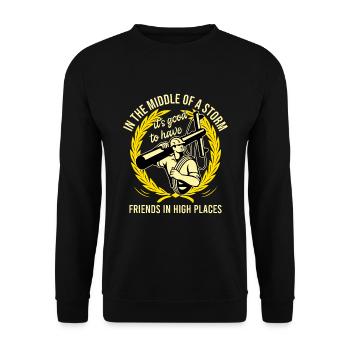 Power Lineman Power Line Electrician - Unisex Sweatshirt - black - Front - Alina (178cm) & Michal (187cm)