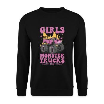 Girls also like monster trucks girls monsters - Unisex Sweatshirt - black - Front - Alina (178cm) & Michal (187cm)