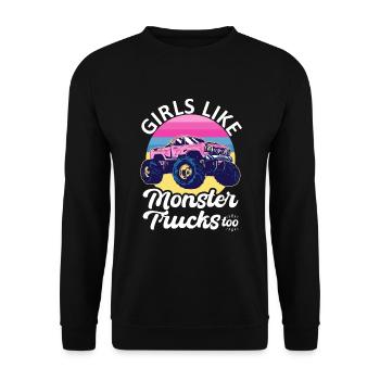 Girls also like monster trucks girls monsters - Unisex Sweatshirt - black - Front - Alina (178cm) & Michal (187cm)