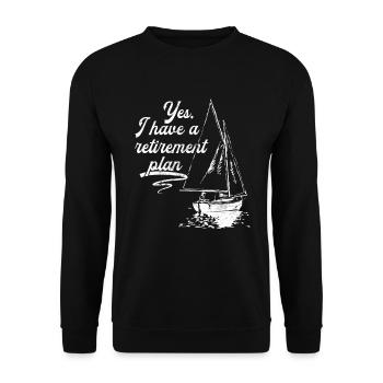 Pension Pension Retraite Sailor Sailboat - Sweat-shirt Unisexe - noir - Devant - Alina (178cm) & Michal (187cm)