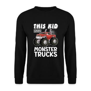 Ce gamin adore les camions monstres - Sweat-shirt Unisexe - noir - Devant - Alina (178cm) & Michal (187cm)