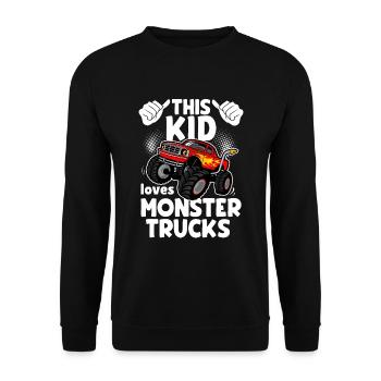 Ce gamin adore les camions monstres - Sweat-shirt Unisexe - noir - Devant - Alina (178cm) & Michal (187cm)