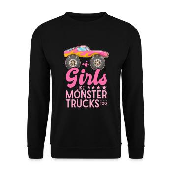 Girls also like monster trucks girls monsters - Unisex Sweatshirt - black - Front - Alina (178cm) & Michal (187cm)