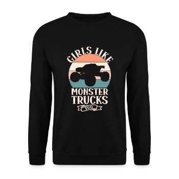 Girls also like monster trucks girls monsters - Unisex Sweatshirt - black - Front - Alina (178cm) & Michal (187cm)