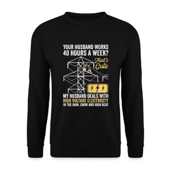 Wife of a high-voltage electrician - Unisex Sweatshirt - black - Front - Alina (178cm) & Michal (187cm)