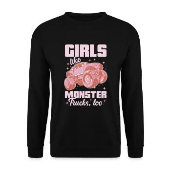 Mädchen Mögen Monstertrucks Auch Mädchen Monster - Unisex Pullover - Schwarz - Vorne - Alina (178cm) & Michal (187cm)