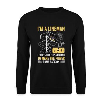 Power Lineman Power Line Electrician - Unisex Sweatshirt - black - Front - Alina (178cm) & Michal (187cm)